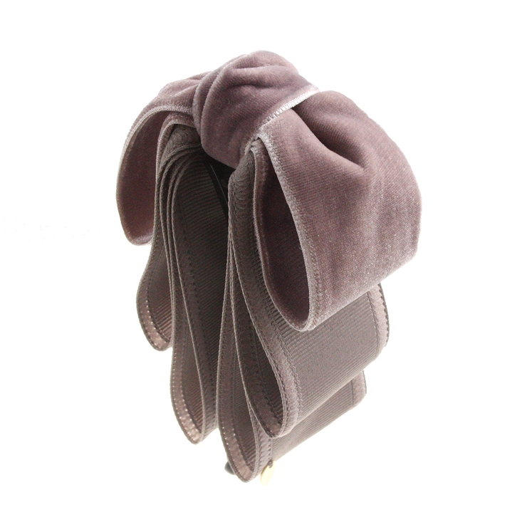 モカ | トップリボンバナナクリップ（ベルベット）(M) ブラック グレー | VINGTAINE