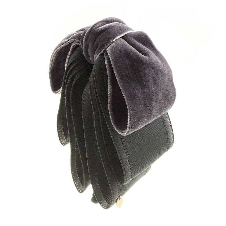 グレー | トップリボンバナナクリップ（ベルベット）(M) ブラック グレー | VINGTAINE