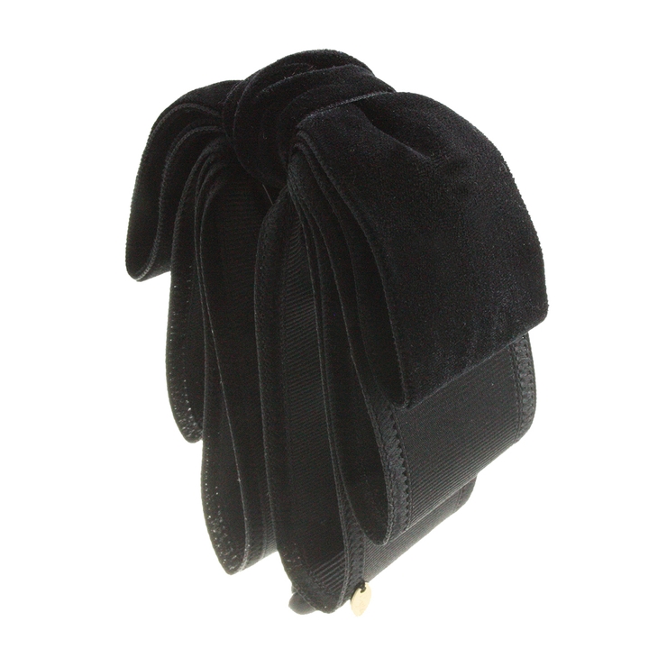 ブラック | トップリボンバナナクリップ（ベルベット）(M) ブラック グレー | VINGTAINE