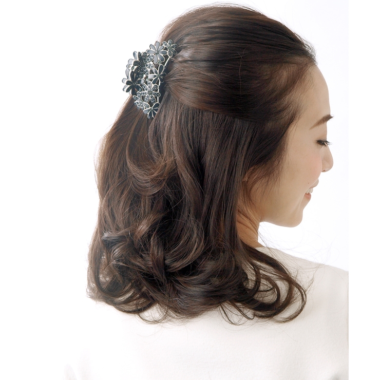 フラワーデザインバンスクリップ ネイビー ピンク | VINGTAINE | 詳細画像7 