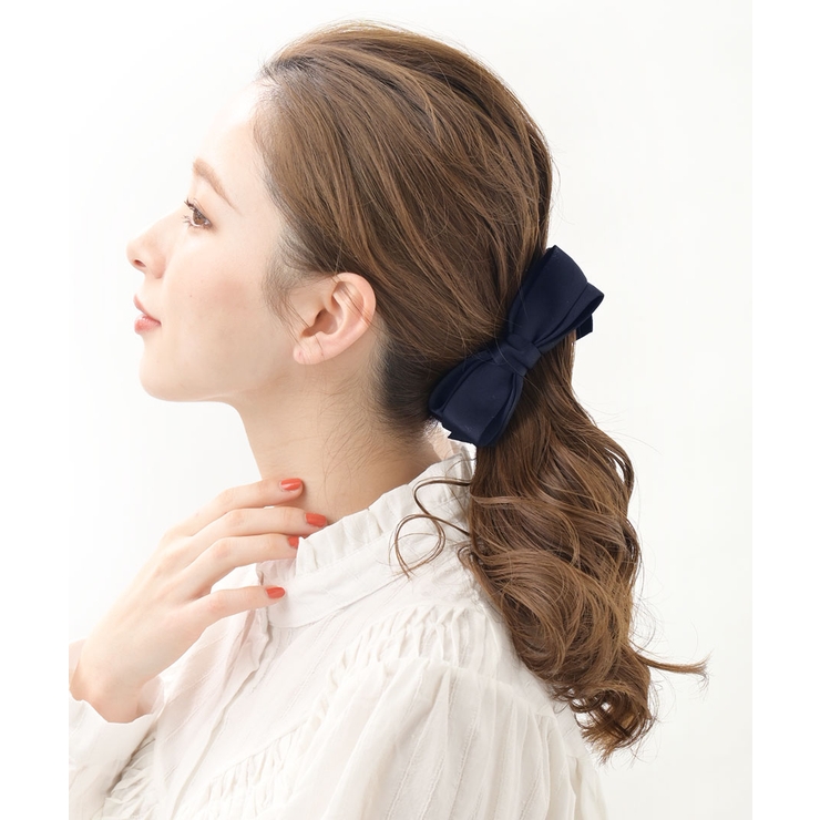 ブラック | エレガントリボンバナナクリップ ヘアクリップ レディース | VINGTAINE