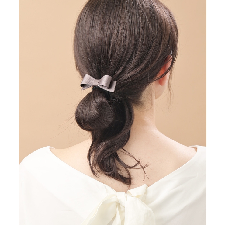 グレージュ | グログランリボン ポニーフック ヘアカフ | VINGTAINE