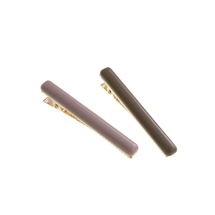 3.ブラウン×パープル | カラーヘアクリップ 2本セット シンプル | VINGTAINE