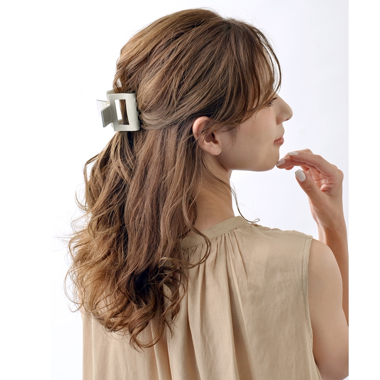 ホワイト | スクエアカラーバンスクリップ ヘアクリップ エナメル調 | VINGTAINE