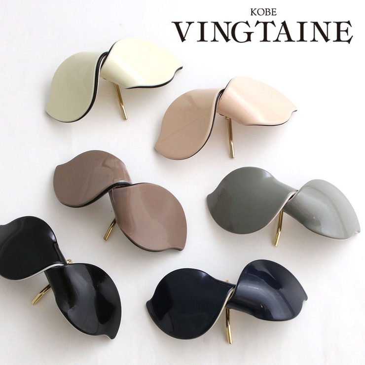 エナメル調ひねりリボンポニーフック ヘアカフ シンプル | VINGTAINE | 詳細画像1 