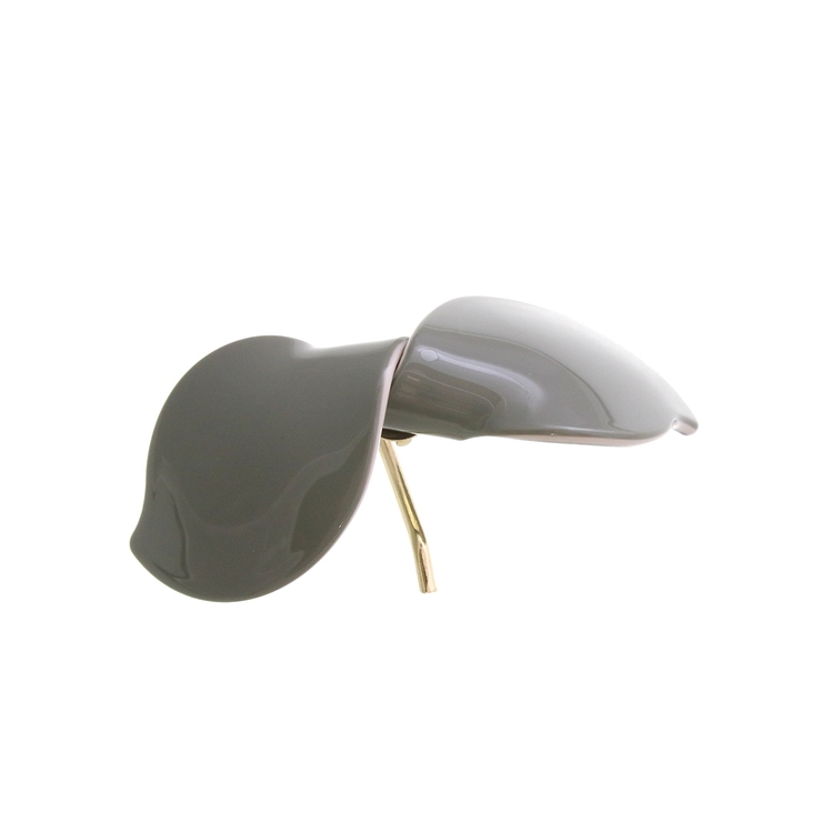 グレー | エナメル調ひねりリボンポニーフック ヘアカフ シンプル | VINGTAINE