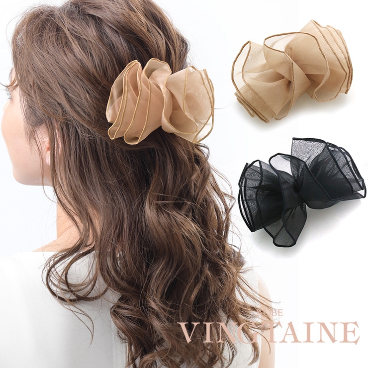 オーガンジーフリルバレッタ シアー リボン | VINGTAINE | 詳細画像1 