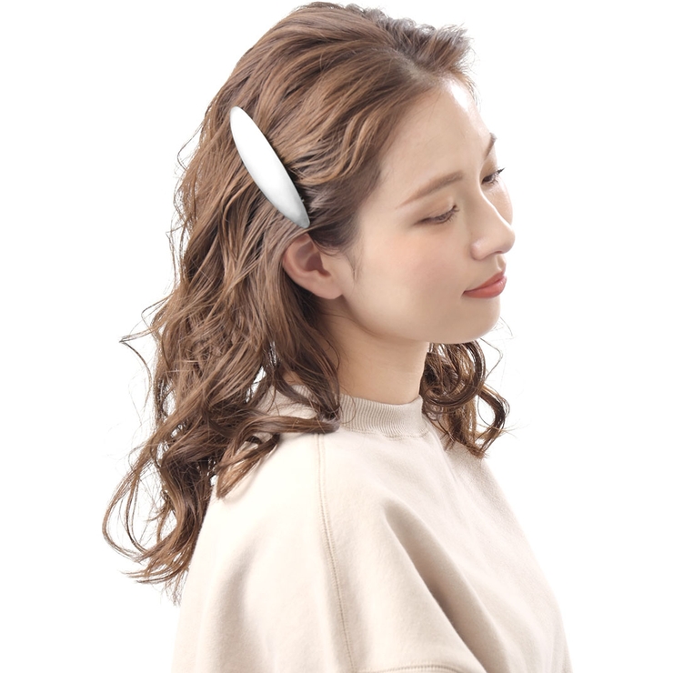 シルバー | オーバル型メタルバレッタ マット ツヤ消し | VINGTAINE
