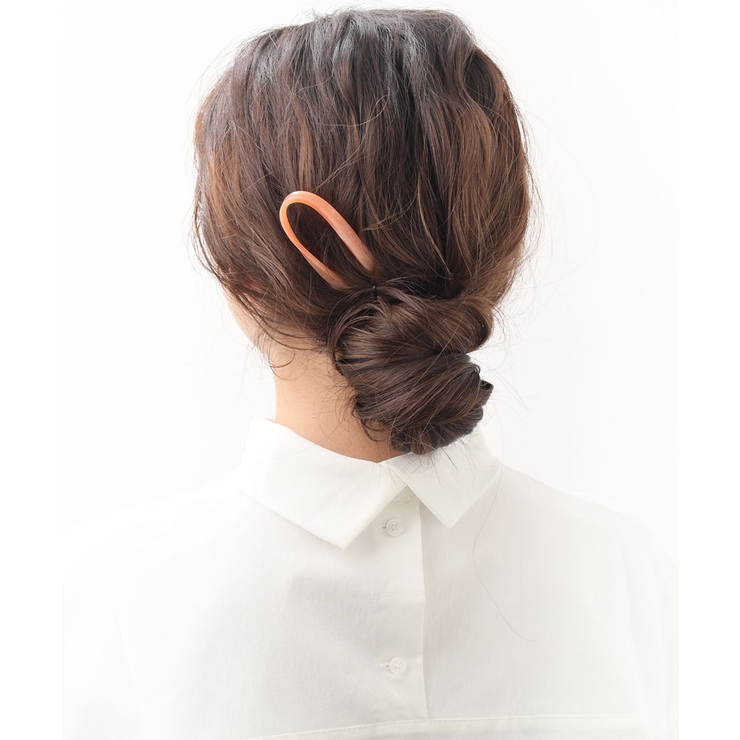 サーモンピンク | シンプル二又かんざし マーブル まとめ髪 | VINGTAINE