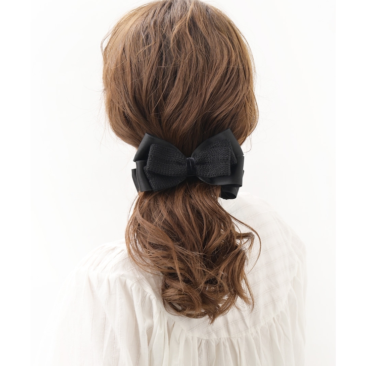 ニット風ブラックリボンバナナクリップ ヘアアクセサリー 大人っぽい | VINGTAINE | 詳細画像5 