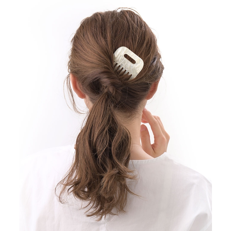 ホワイト | ヘアコーム べっ甲風 マーブル模様 | VINGTAINE