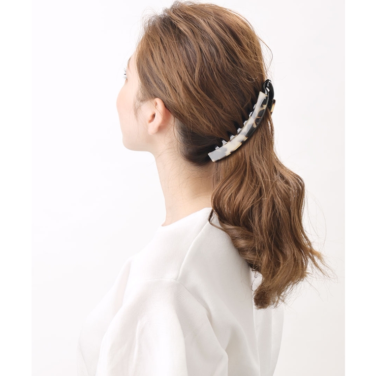 ブラック | バナナクリップ コーム付き べっ甲風 | VINGTAINE