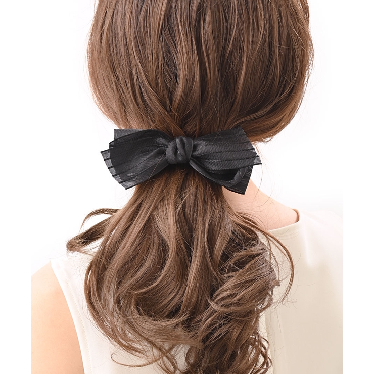 ブラック | バレッタ リボン ストライプ | VINGTAINE