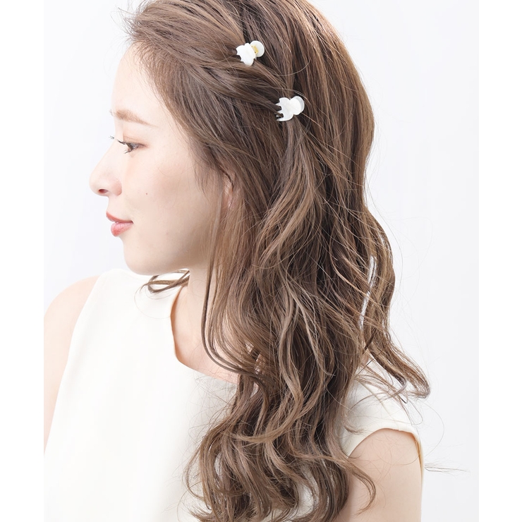 ホワイト | バンスクリップ 2個セット べっ甲風 | VINGTAINE