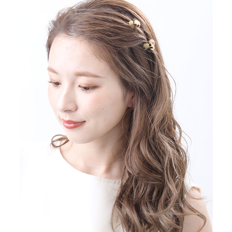 ベージュ | バンスクリップ 2個セット べっ甲風 | VINGTAINE