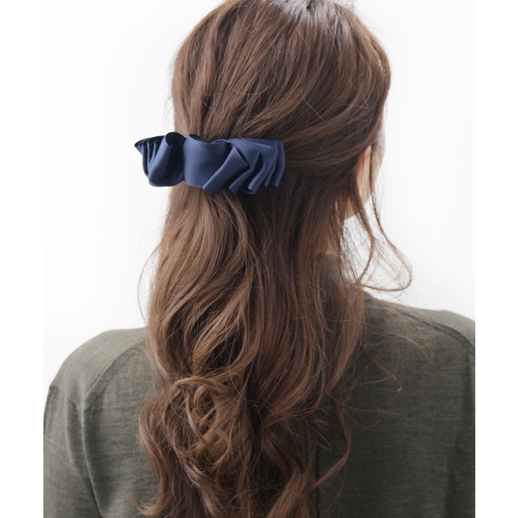 ネイビー | バレッタ リボン サテン | VINGTAINE