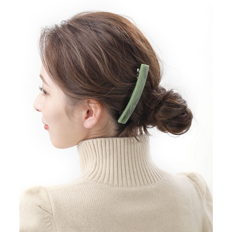 グリーン | バレッタ マーブル模様 スクエア | VINGTAINE