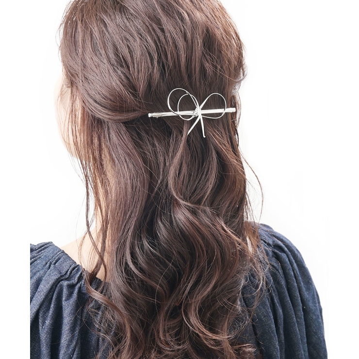 シルバー | バレッタ リボン メタル | VINGTAINE