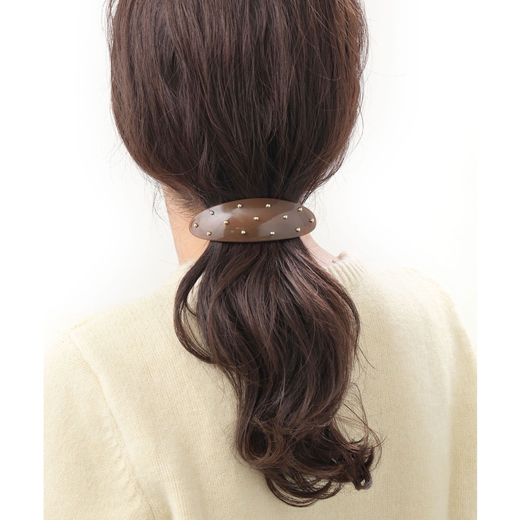 ブラウン | バレッタ ヘアクリップ スタッズ | VINGTAINE