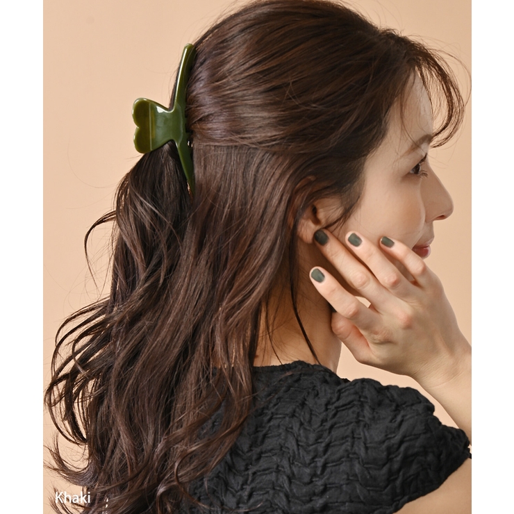 カーキ | バンスクリップ ハート 細め | VINGTAINE