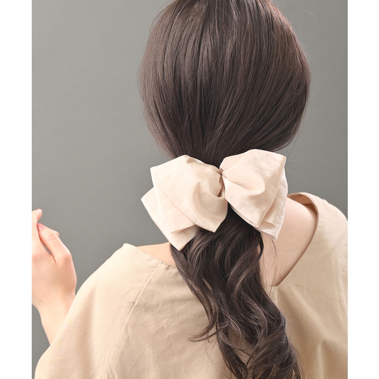 ベージュ | フリルバレッタ 大きめリボンバレッタ ヘアアクセ | VINGTAINE