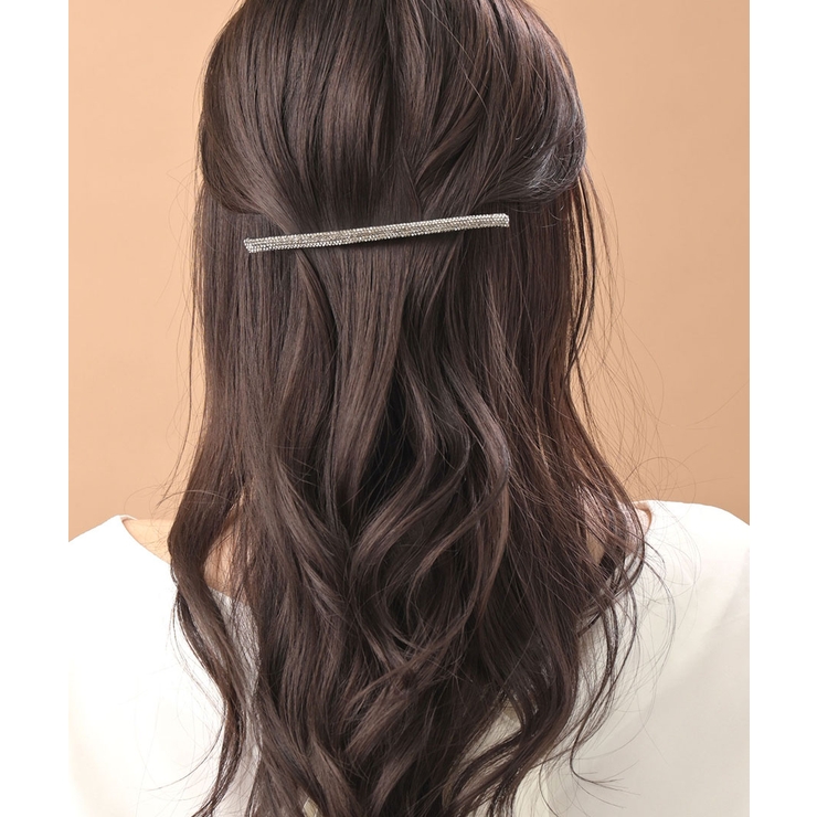 シャイニーラインバレッタ ラインストーン ヘアアクセ[品番
