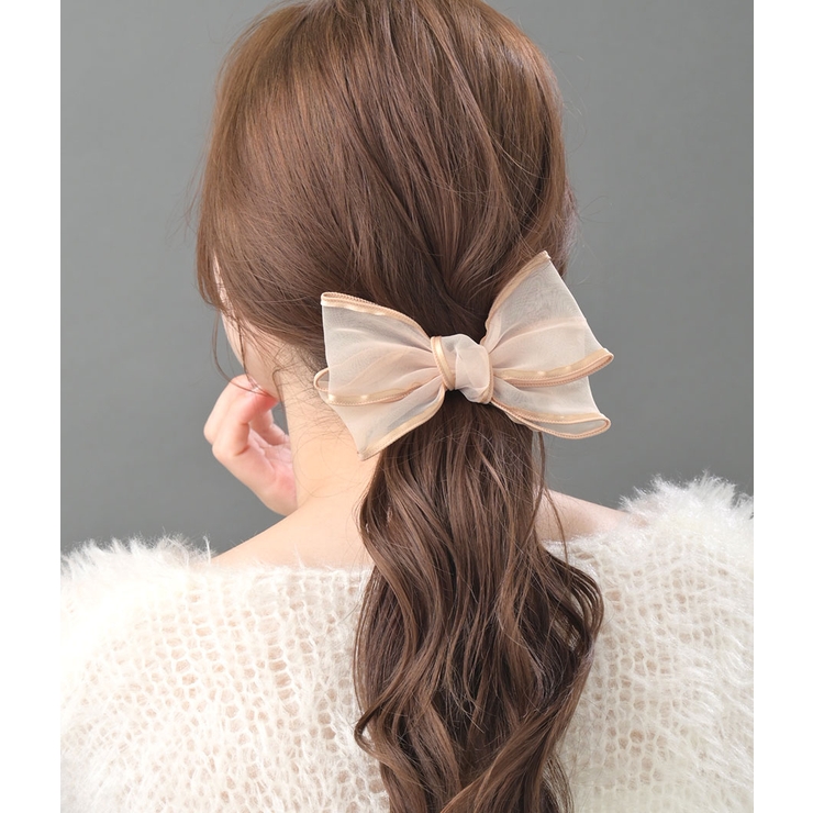 ピンク | オーガンジー リボンバレッタ 大ぶり | VINGTAINE