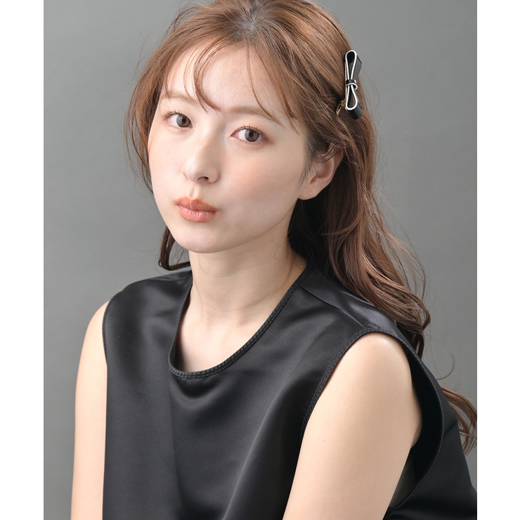 ブラック | リボン ヘアクリップ ヘアアクセ | VINGTAINE