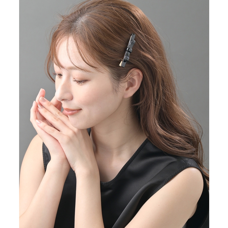 ブラック | リボン ヘアクリップ ヘアアクセ | VINGTAINE
