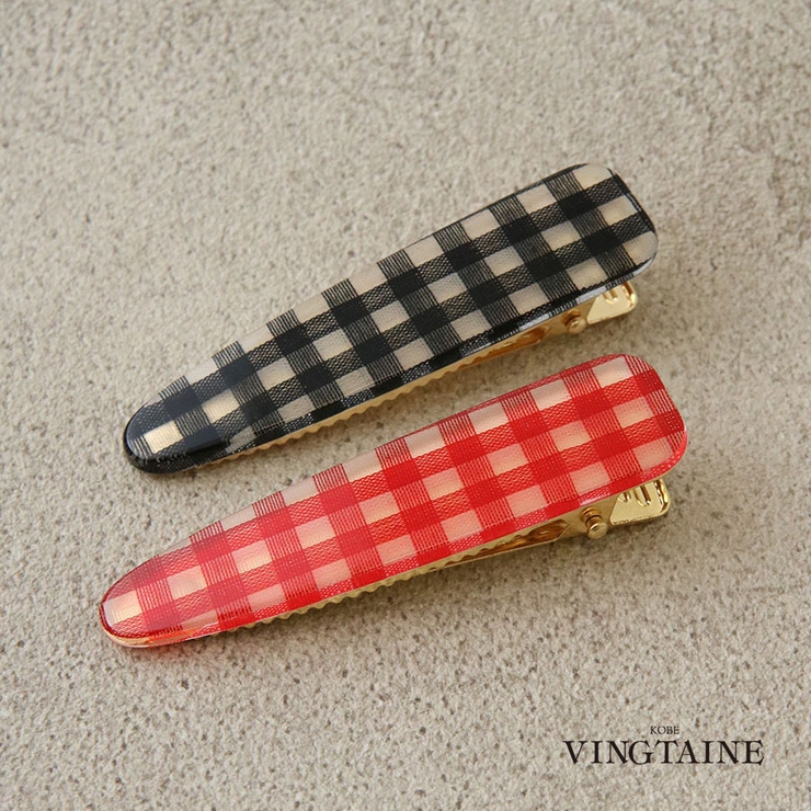 ヘアクリップ チェック柄 ヘアピン | VINGTAINE | 詳細画像1 