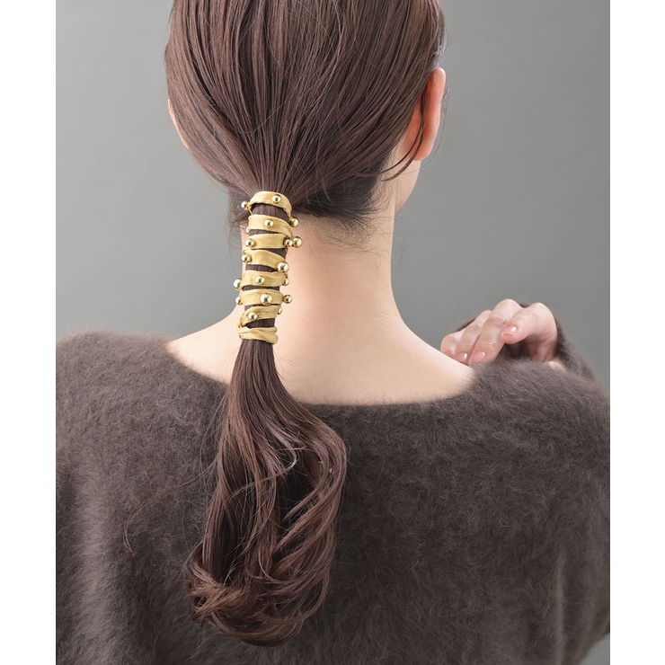 3.ゴールド×ゴールド | ワイヤーポニー メタルボール ヘアアクセ | VINGTAINE