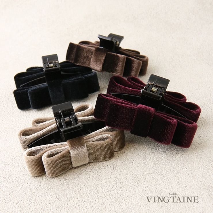 ベロアリボン バンスクリップ 小さめ | VINGTAINE | 詳細画像1 