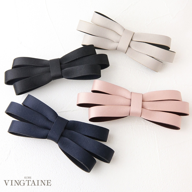 トリプルレイヤーサテンリボンバレッタ 上品 シンプル | VINGTAINE | 詳細画像1 