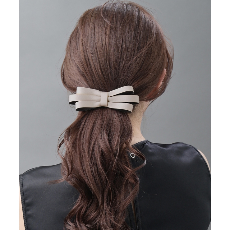 トリプルレイヤーサテンリボンバレッタ 上品 シンプル | VINGTAINE | 詳細画像2 