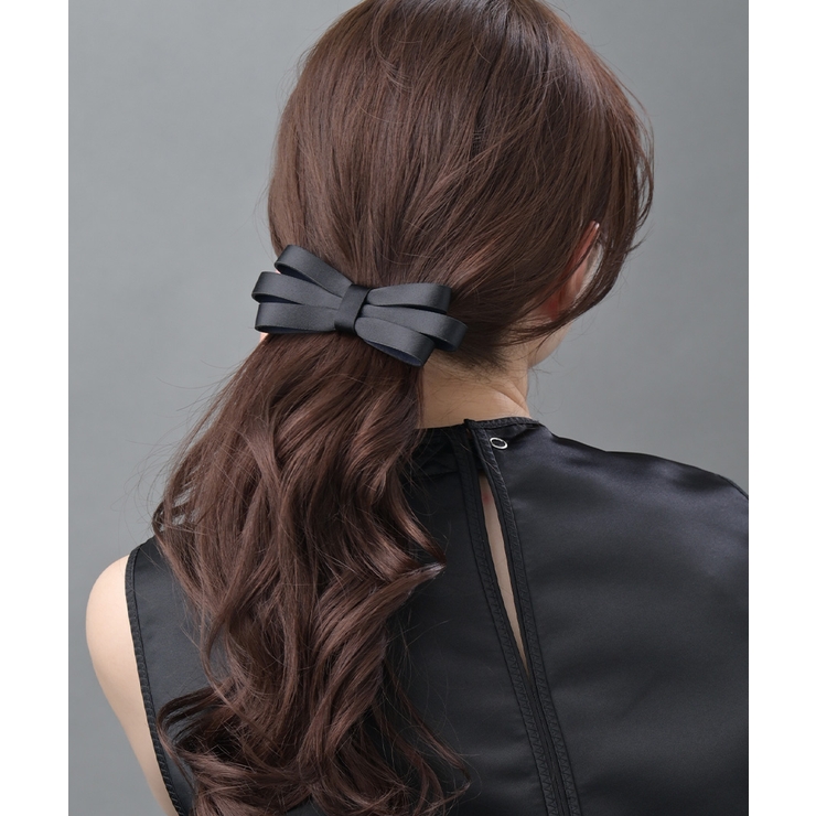 トリプルレイヤーサテンリボンバレッタ 上品 シンプル | VINGTAINE | 詳細画像9 