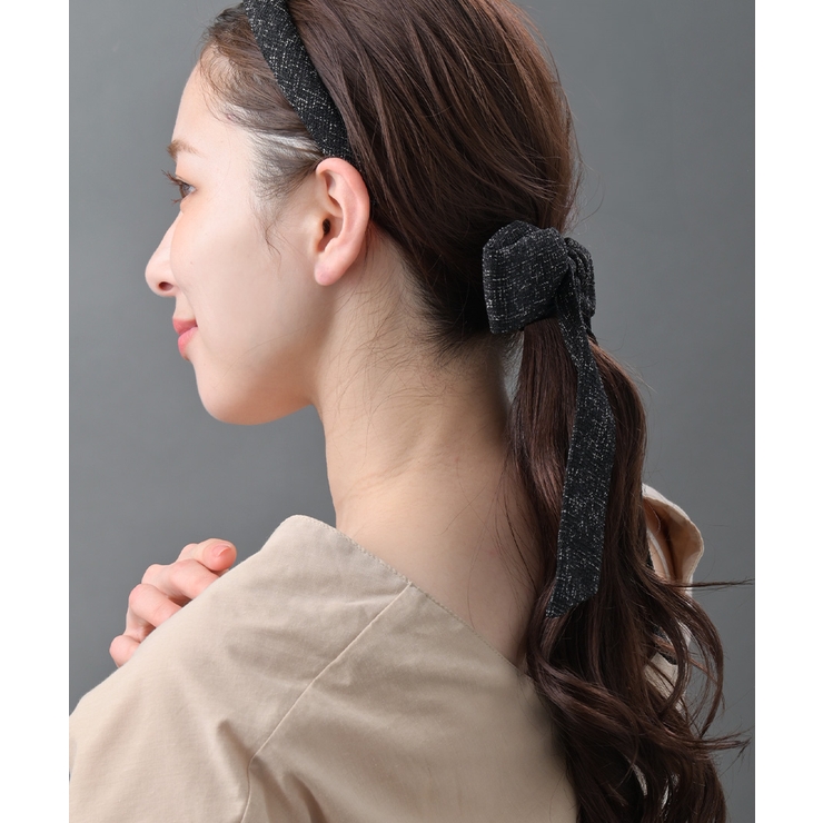 ツイードロングリボンヘアカフ ポニーフック 上品 | VINGTAINE | 詳細画像4 