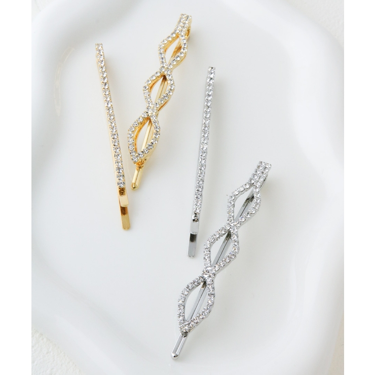 ラインストーンデザインヘアピン2本セット ひし形 ゴールド | VINGTAINE | 詳細画像8 