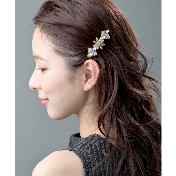 【NEW】くすみカラービジューフラワーヘアクリップ 大人可愛い ビーズ | VINGTAINE | 詳細画像4 