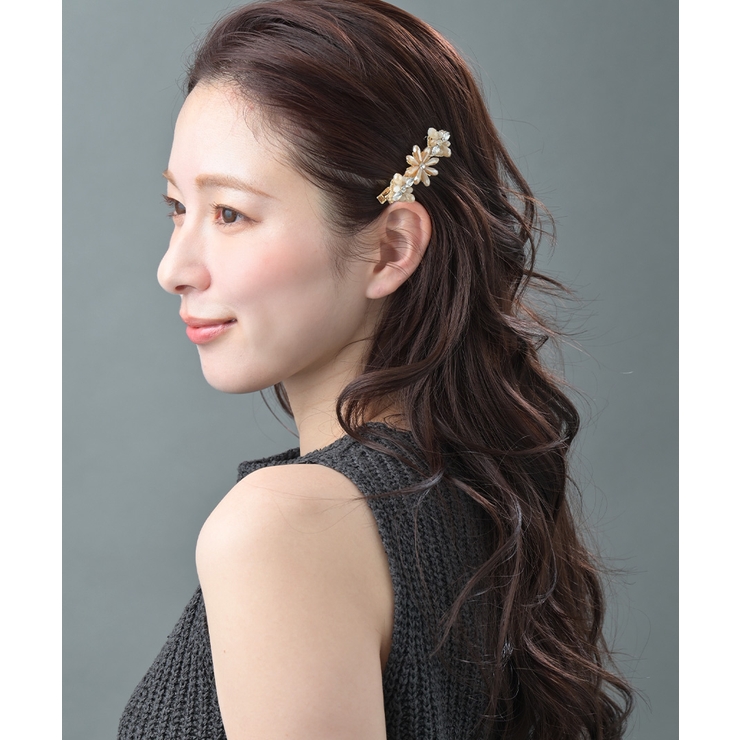 【NEW】くすみカラービジューフラワーヘアクリップ 大人可愛い ビーズ | VINGTAINE | 詳細画像8 