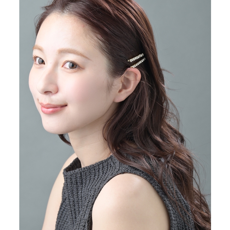 ラインストーンヘアピン2本セット ゴールド 大人上品な煌めきの華奢ヘアアクセサリ… | VINGTAINE | 詳細画像2 