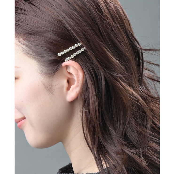 ラインストーンヘアピン2本セット ゴールド 大人上品な煌めきの華奢ヘアアクセサリ… | VINGTAINE | 詳細画像5 