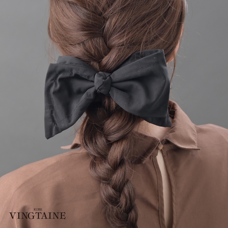 ワイヤー入り ブラックリボンバレッタ 立体 | VINGTAINE | 詳細画像1 