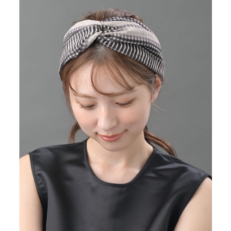 モノトーンチェック柄 ヘアバンド ターバン | VINGTAINE | 詳細画像2 