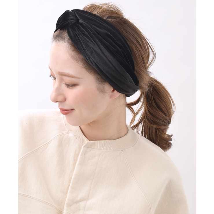 ワンカラー | ベロアクロスヘアバンド ターバン 無地 | VINGTAINE