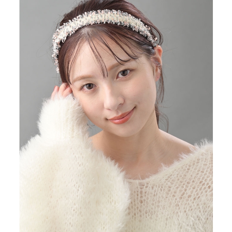 ベージュ | ツイード カチューシャ レディース | VINGTAINE