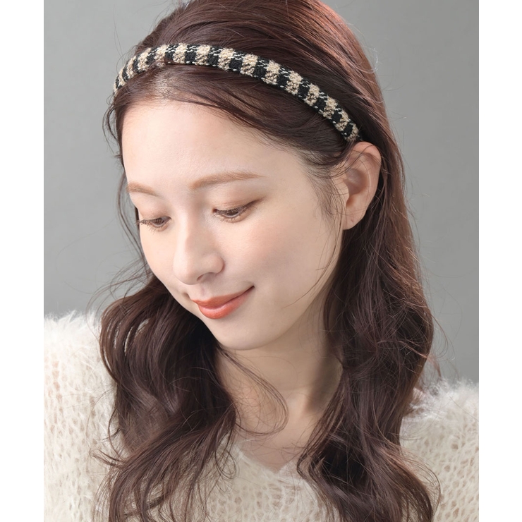 ベージュ系 | 痛くない カチューシャ チェック柄 | VINGTAINE