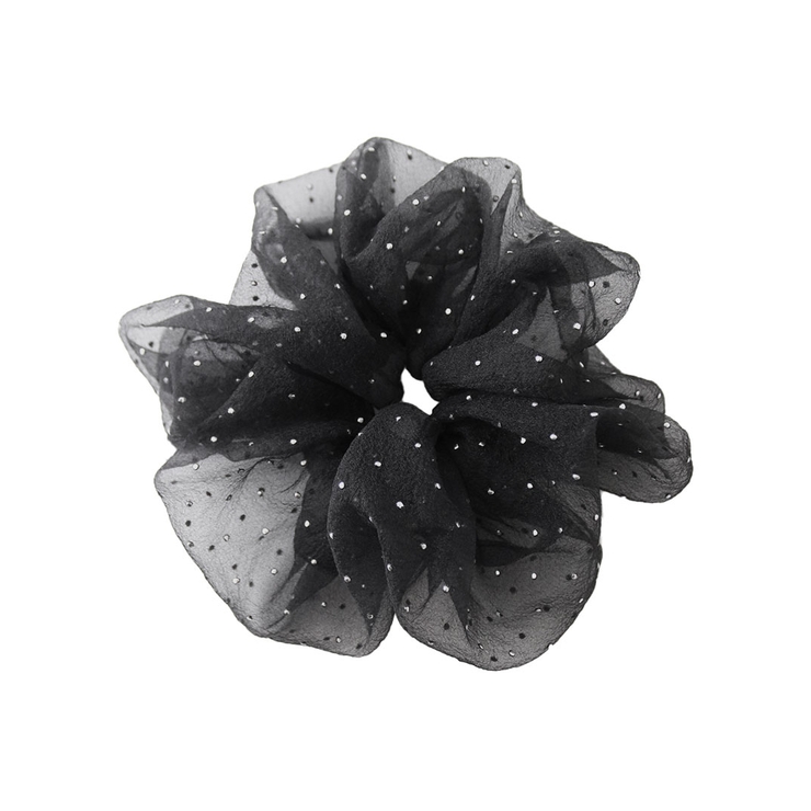 ブラック | スタッズ付きボリュームシュシュ シアー ヘアアレンジ | VINGTAINE