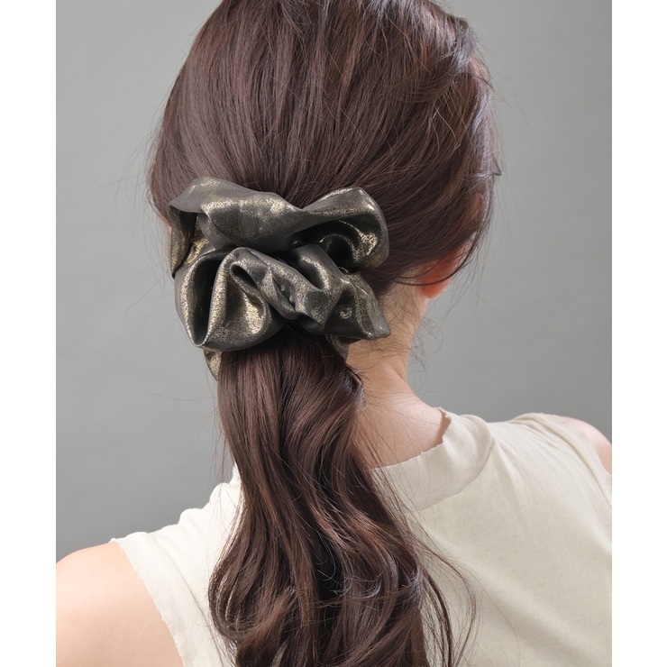 ブラック | メタリック シュシュ ヘアアクセ | VINGTAINE