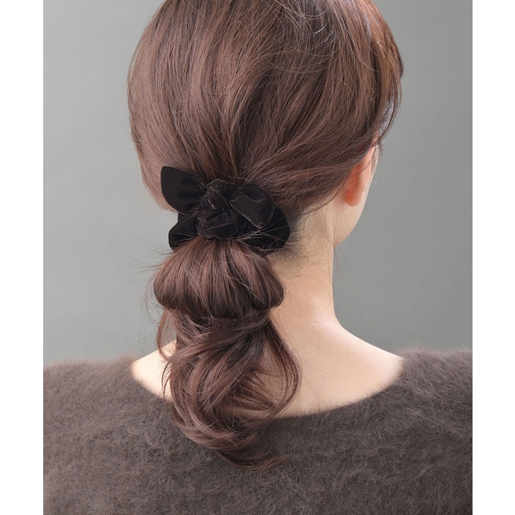 ブラウン | シュシュ ベルベット ミニリボン | VINGTAINE