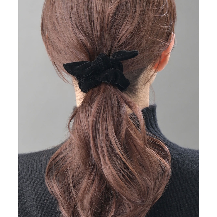 ブラック | シュシュ ベルベット ミニリボン | VINGTAINE